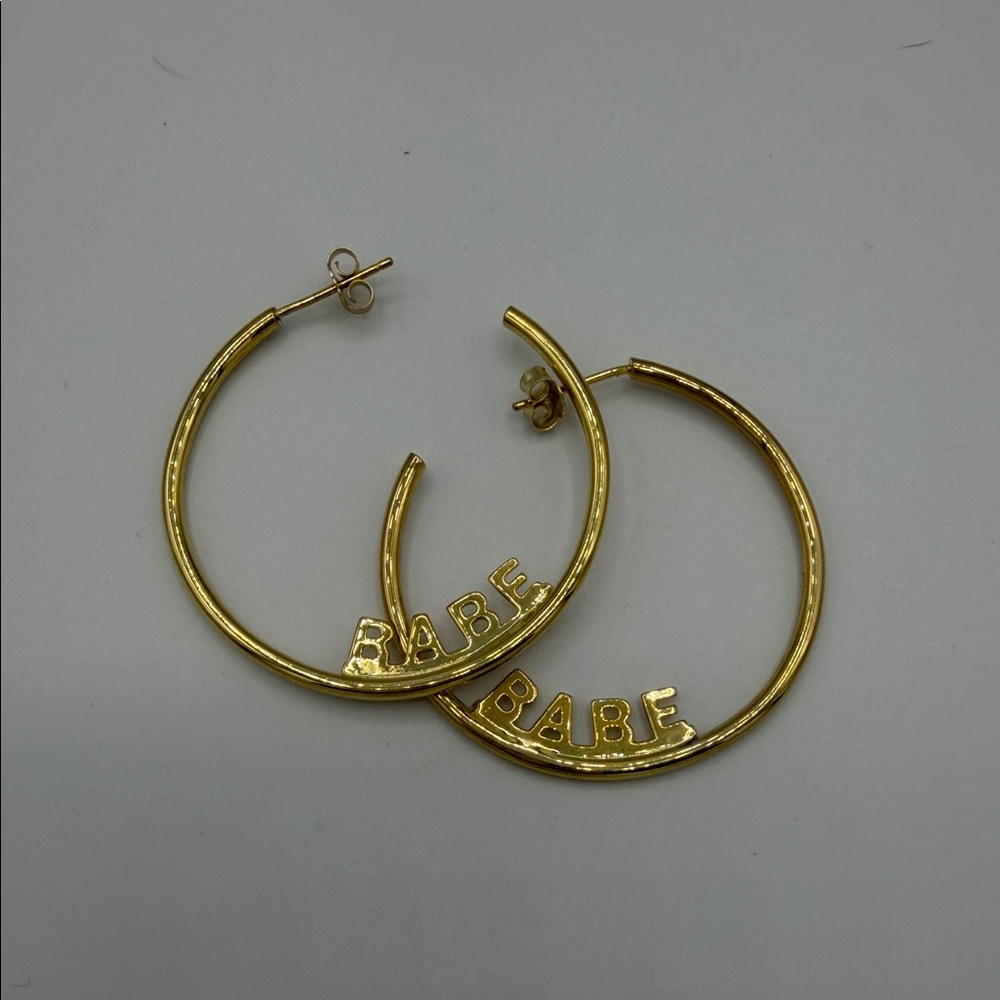 Gold Hoop Earrings with 'RARE' Lettering